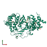 PDB entry 5lhb coloured by chain, front view.