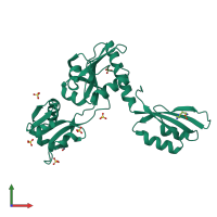 PDB entry 5lhu coloured by chain, front view.