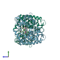 PDB entry 5li6 coloured by chain, side view.