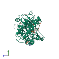 PDB entry 5li9 coloured by chain, side view.