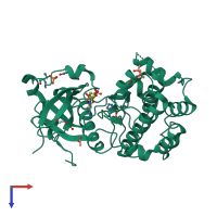 PDB entry 5li9 coloured by chain, top view.