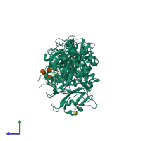 PDB entry 5lia coloured by chain, side view.