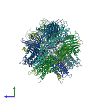PDB entry 5lid coloured by chain, side view.