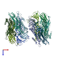 PDB entry 5lid coloured by chain, top view.