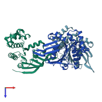 PDB entry 5lj9 coloured by chain, top view.