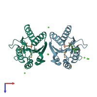 PDB entry 5lji coloured by chain, top view.