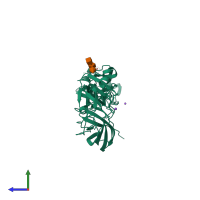 PDB entry 5lk2 coloured by chain, side view.