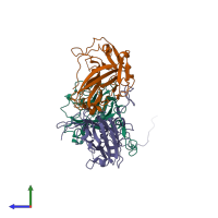 PDB entry 5lk7 coloured by chain, side view.