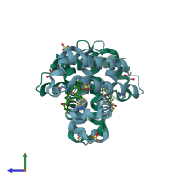 PDB entry 5lk9 coloured by chain, side view.
