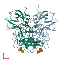 PDB entry 5lkc coloured by chain, front view.