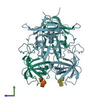 PDB entry 5lkc coloured by chain, side view.