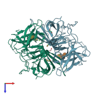 PDB entry 5lkc coloured by chain, top view.