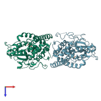 PDB entry 5lkd coloured by chain, top view.