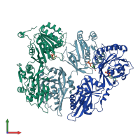 PDB entry 5lkm coloured by chain, front view.