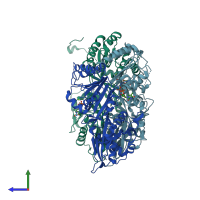 PDB entry 5lkm coloured by chain, side view.