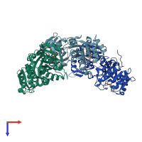 PDB entry 5lkm coloured by chain, top view.