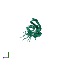 PDB entry 5lkn coloured by chain, ensemble of 20 models, side view.