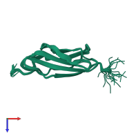 PDB entry 5lkn coloured by chain, ensemble of 20 models, top view.