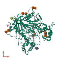 Monomeric assembly 1 of PDB entry 5lkr coloured by chemically distinct molecules, front view.