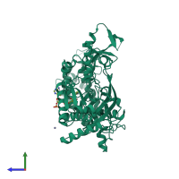 PDB entry 5lku coloured by chain, side view.