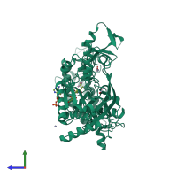 PDB entry 5lkx coloured by chain, side view.