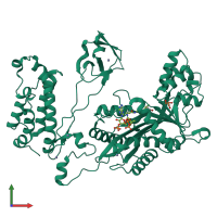 PDB entry 5lkz coloured by chain, front view.