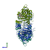 PDB entry 5ll5 coloured by chain, side view.