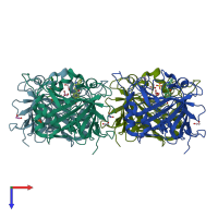 PDB entry 5ll9 coloured by chain, top view.