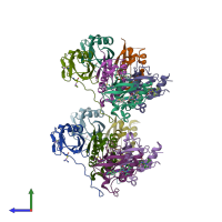 PDB entry 5lli coloured by chain, side view.