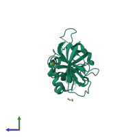 PDB entry 5llk coloured by chain, side view.