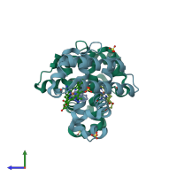 PDB entry 5llz coloured by chain, side view.