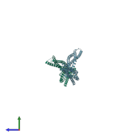PDB entry 5lm2 coloured by chain, side view.