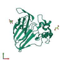 PDB entry 5lmh coloured by chain, front view.