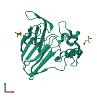 PDB entry 5ln0 coloured by chain, front view.