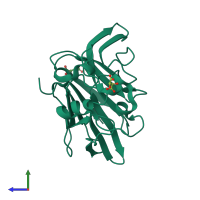 PDB entry 5ln0 coloured by chain, side view.