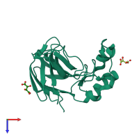 PDB entry 5ln0 coloured by chain, top view.
