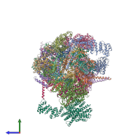 PDB entry 5ln3 coloured by chain, side view.