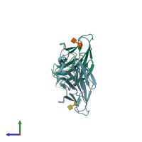 PDB entry 5lne coloured by chain, side view.
