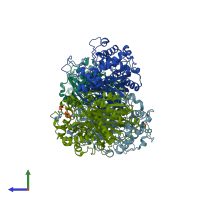 PDB entry 5lnq coloured by chain, side view.
