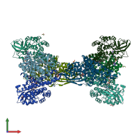 PDB entry 5lnx coloured by chain, front view.