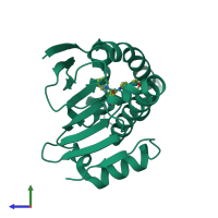 PDB entry 5lny coloured by chain, side view.