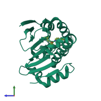 PDB entry 5lo6 coloured by chain, side view.