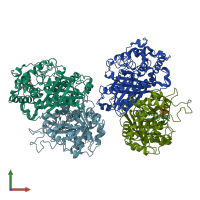 PDB entry 5lot coloured by chain, front view.