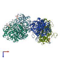 PDB entry 5lot coloured by chain, top view.
