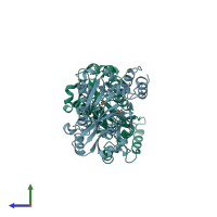 PDB entry 5lou coloured by chain, side view.