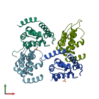 PDB entry 5lp0 coloured by chain, front view.