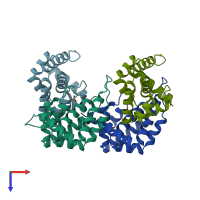 PDB entry 5lp0 coloured by chain, top view.