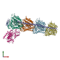 PDB entry 5lp6 coloured by chain, front view.