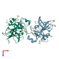PDB entry 5lpe coloured by chain, top view.