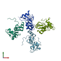 PDB entry 5lpi coloured by chain, front view.